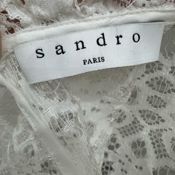 SANDRO White Lace Long Sleeve Top - Picture 6 of 6